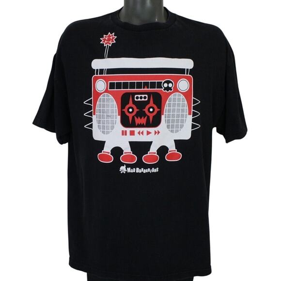 Vintage Y2K Kid Robot Mad Barbarians Faded Black T-Shirt Mens XXL - Picture 1 of 5